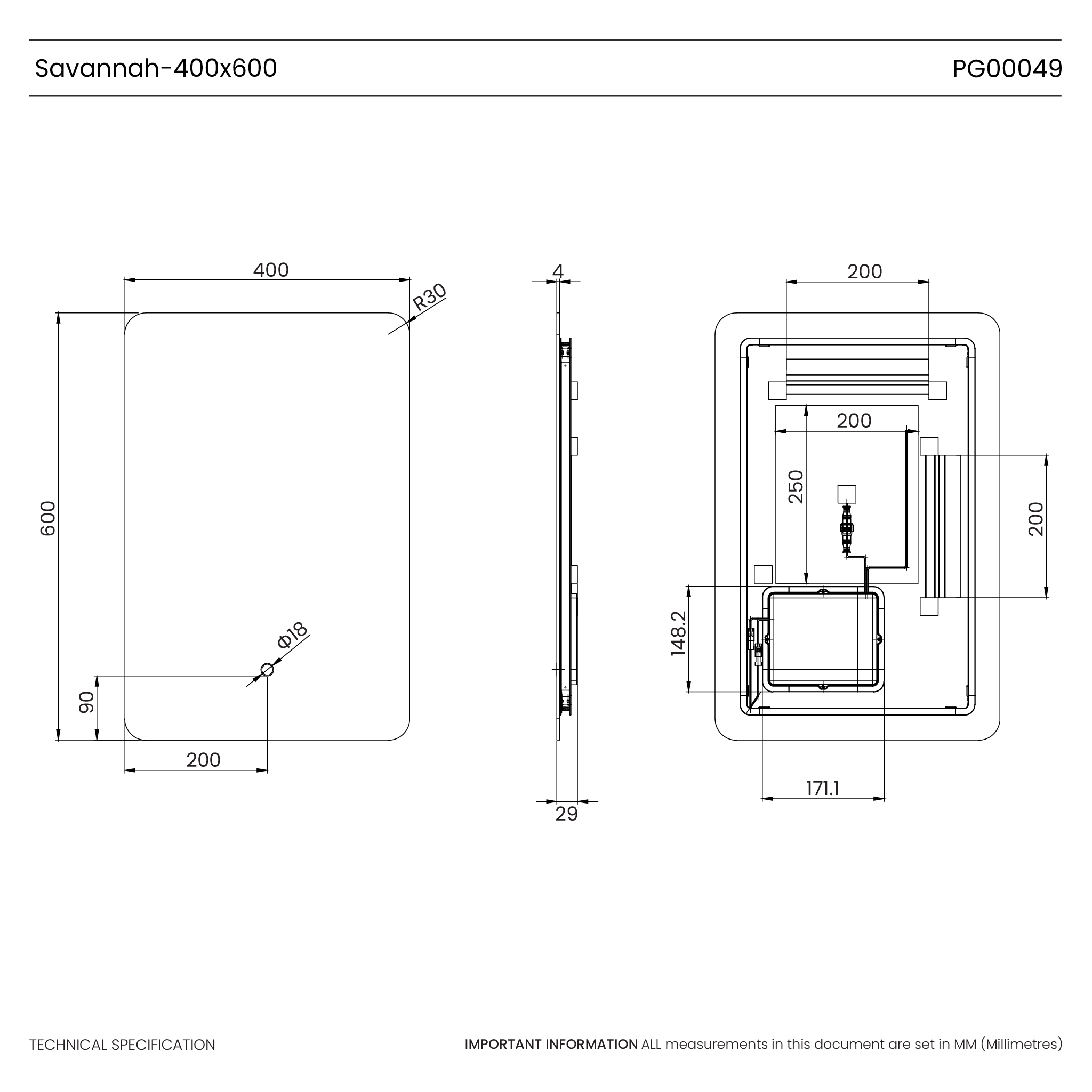 Savannah Curve Backlit LED Bathroom Mirror #size_400mm-x-600mm
