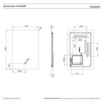 Savannah Backlit LED Bathroom Mirror #size_400mm-x-600mm