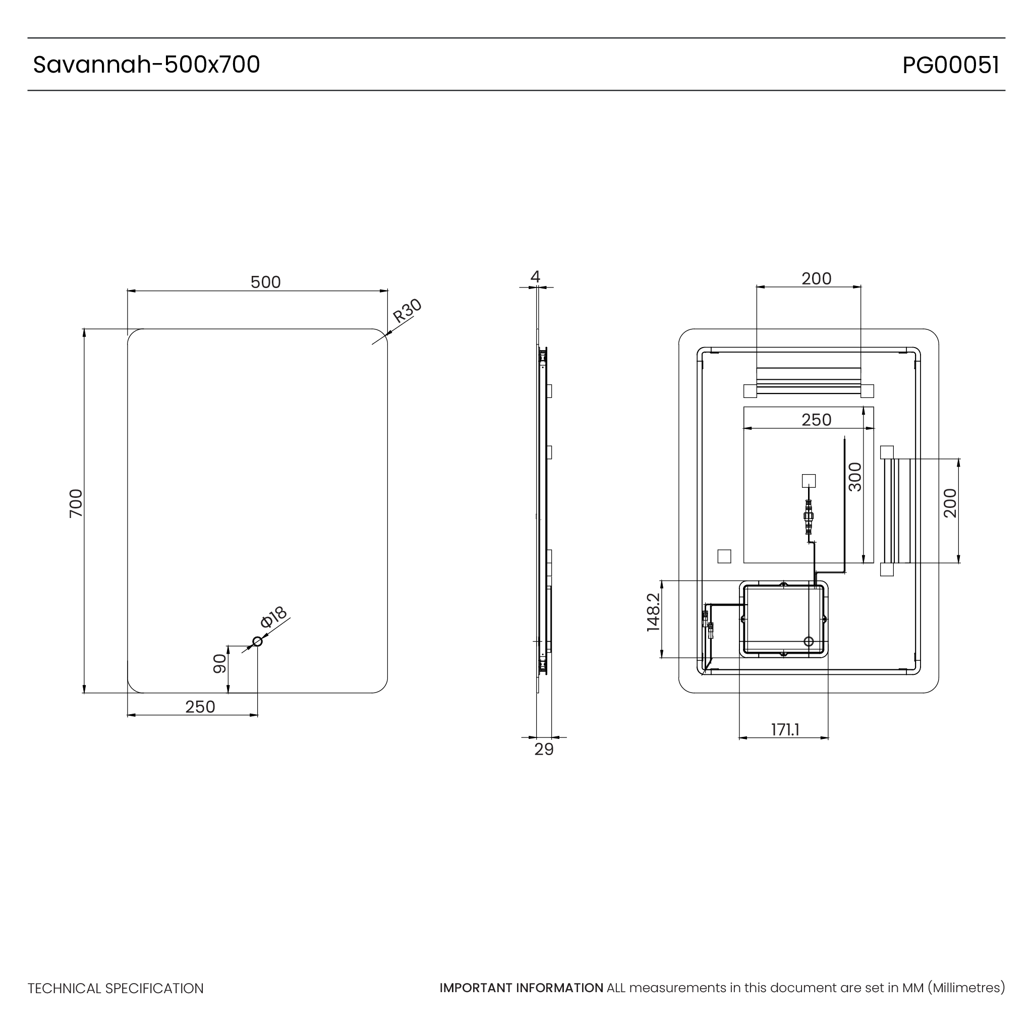 Savannah Curve Backlit LED Bathroom Mirror #size_500mm-x-700mm