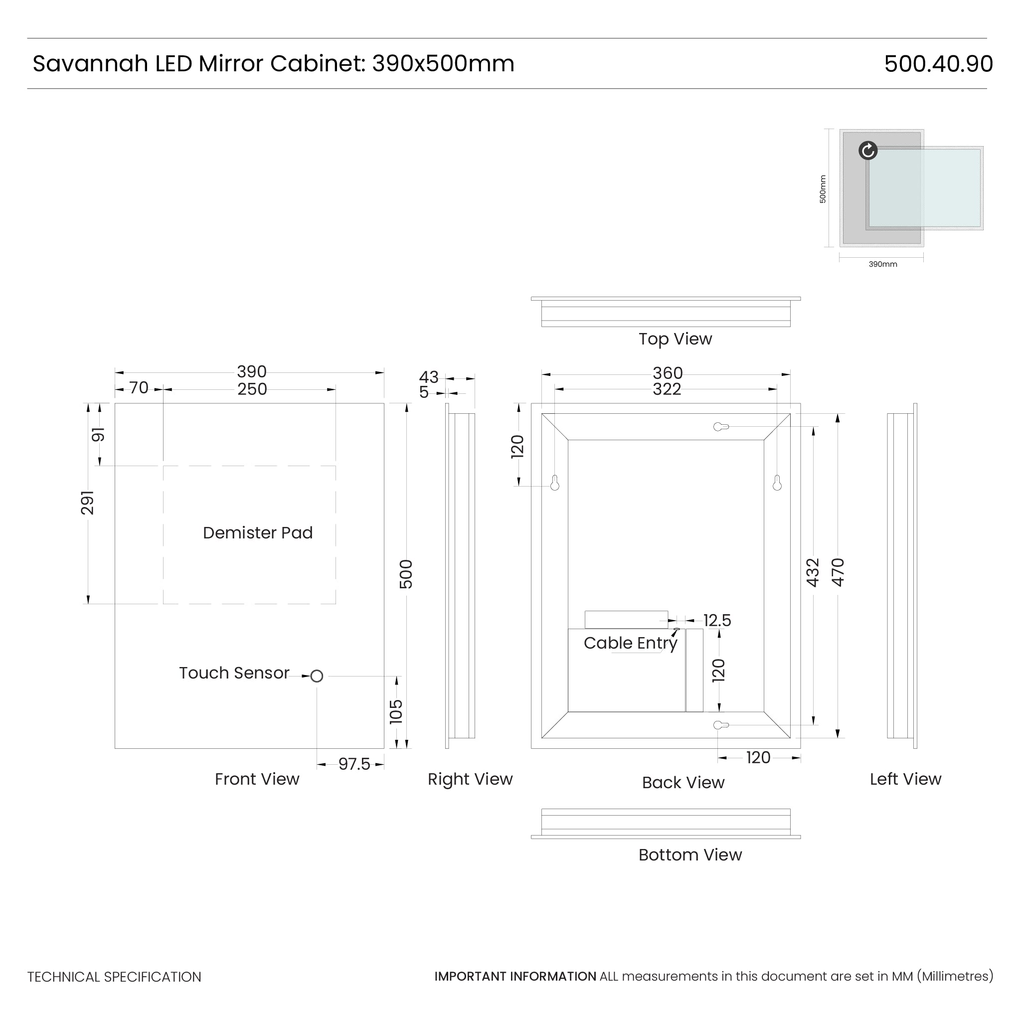 Savannah Backlit LED Bathroom Mirror