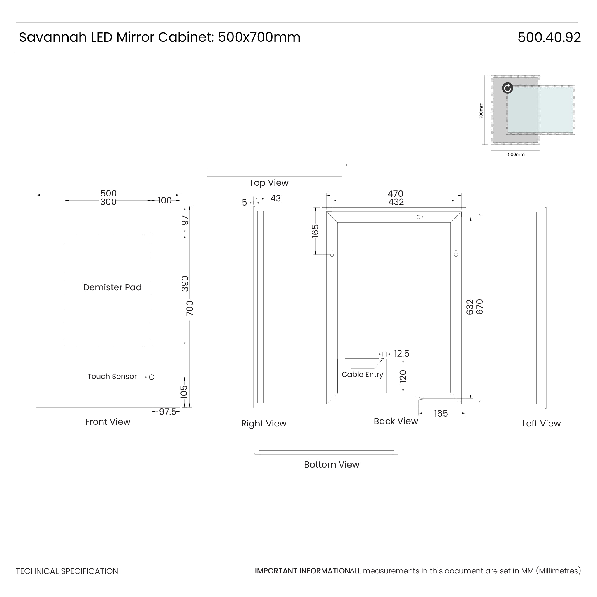 Savannah Backlit LED Bathroom Mirror