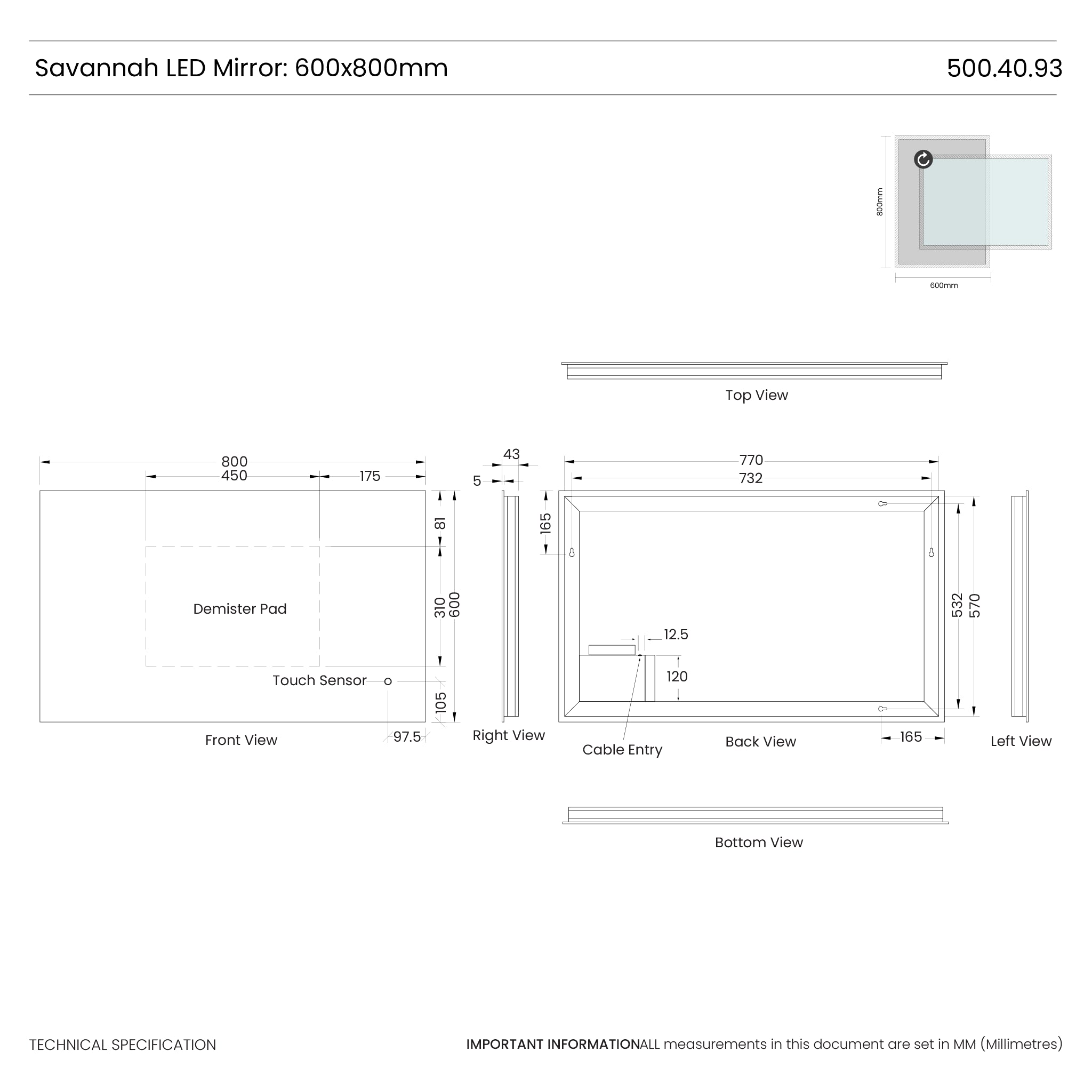 Savannah Backlit LED Bathroom Mirror