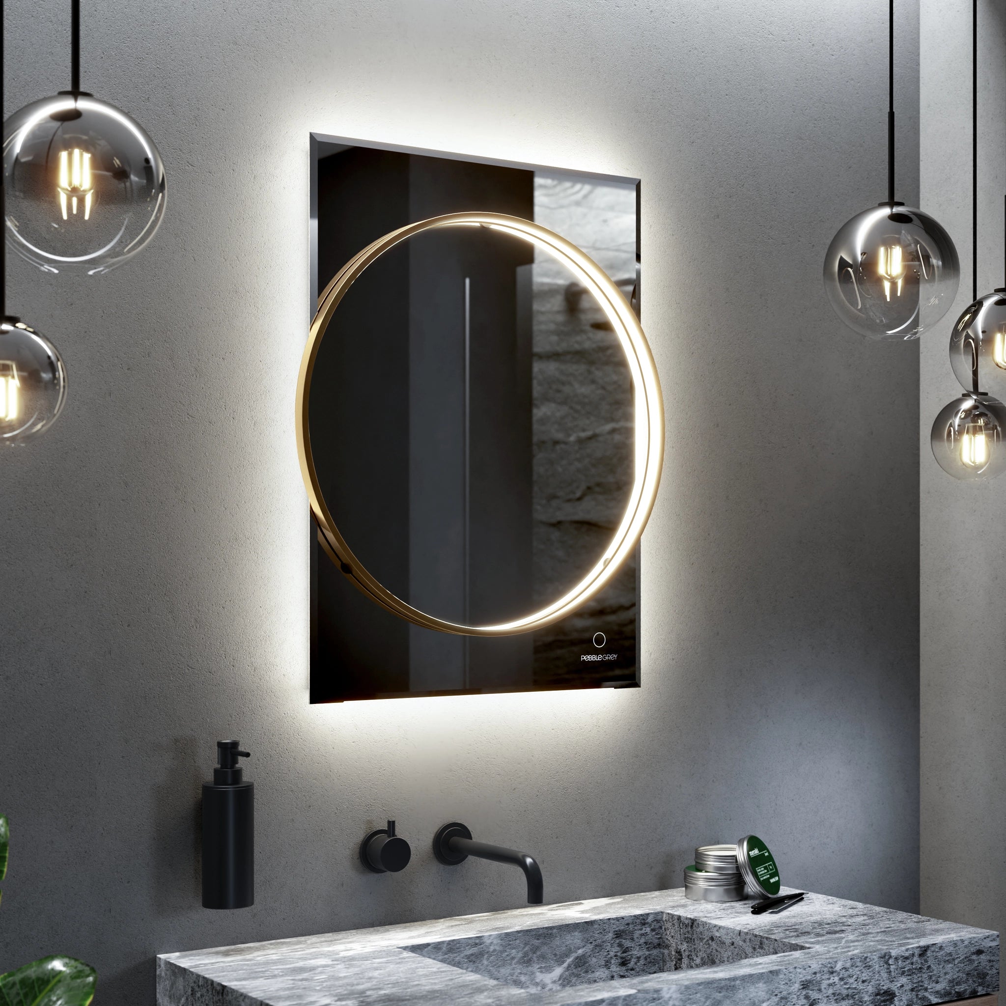 Sky Dual LED Bathroom Mirror #colour_brass
