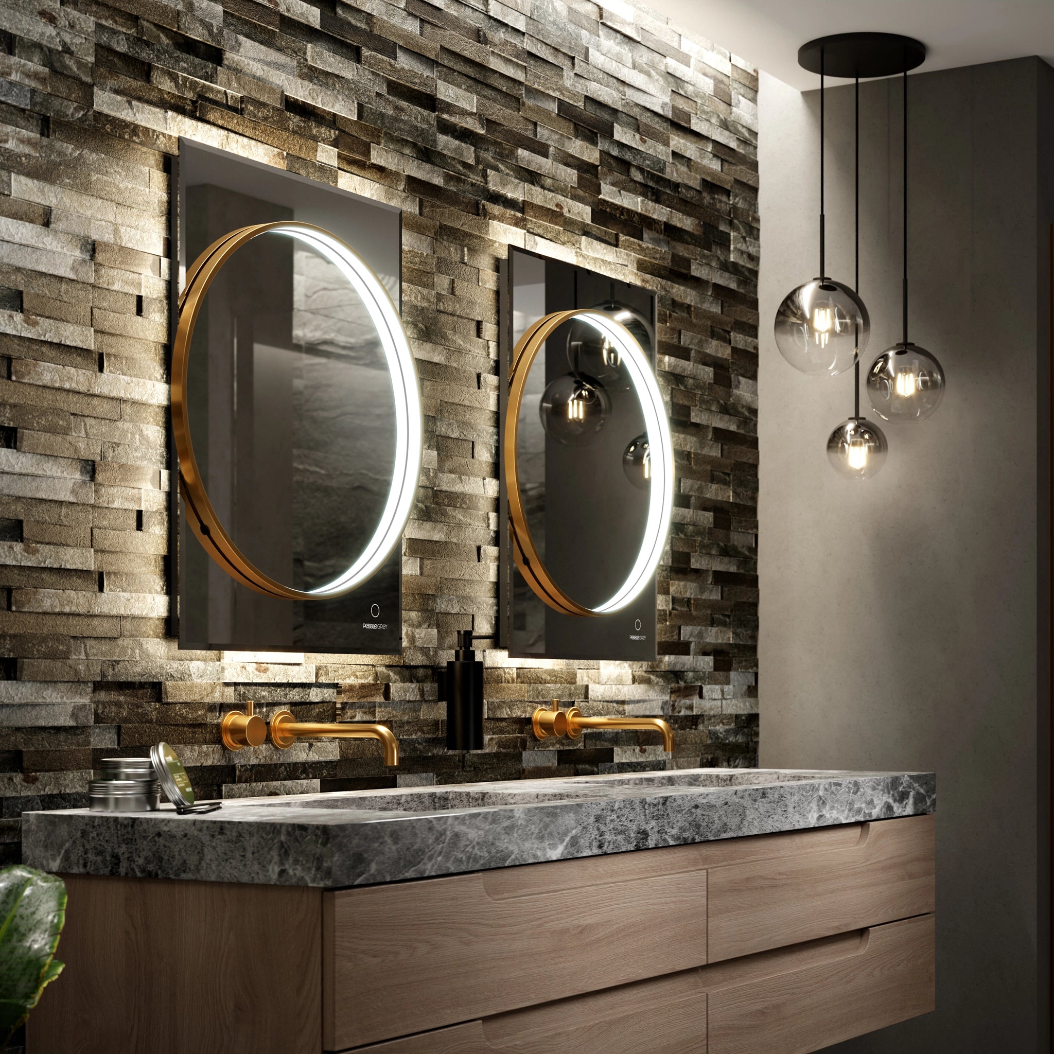 Sky Dual LED Bathroom Mirror #colour_brass
