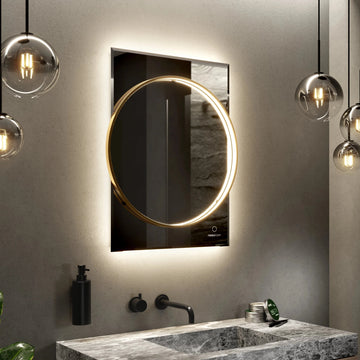 Sky Dual LED Bathroom Mirror #colour_brass