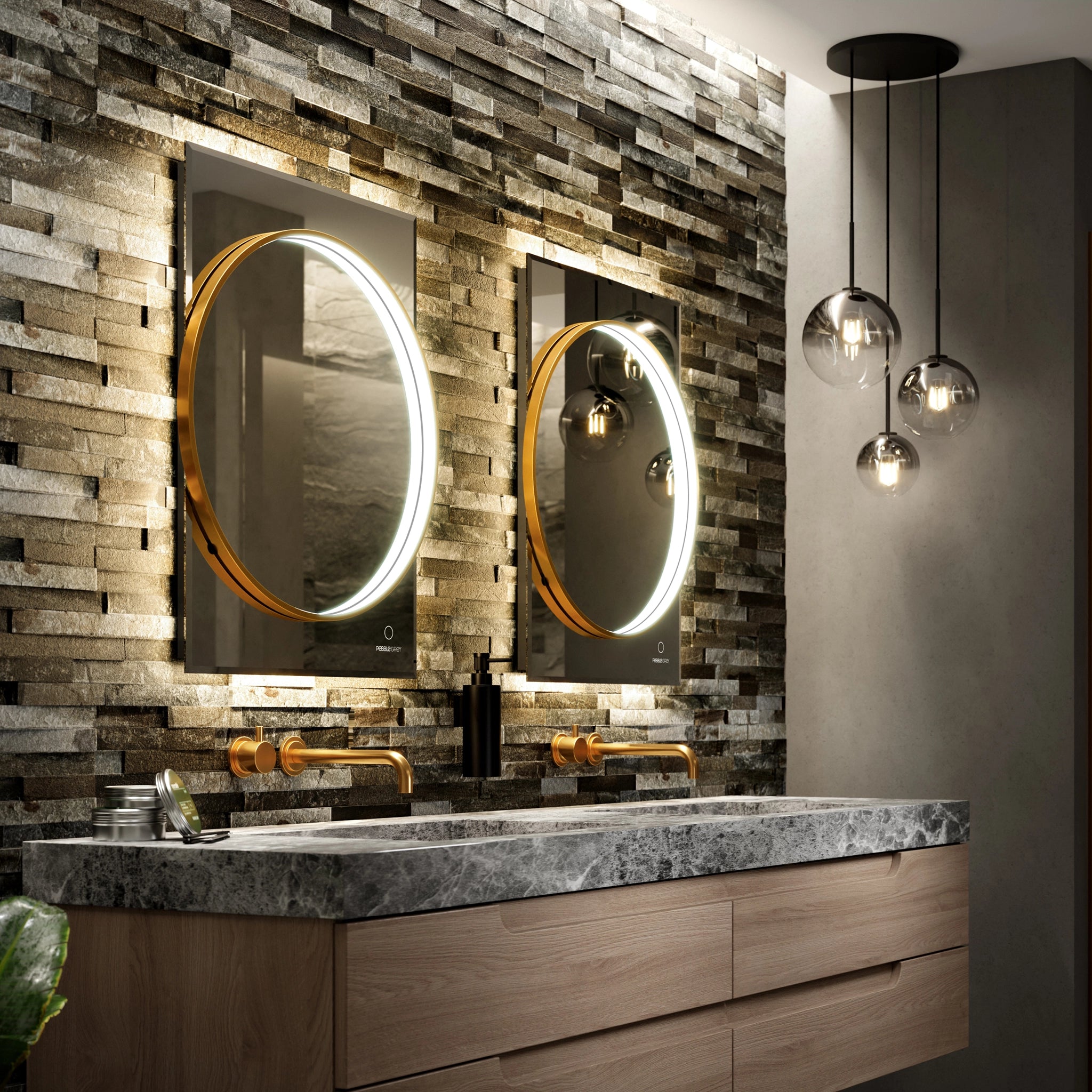 Sky Dual LED Bathroom Mirror #colour_brass