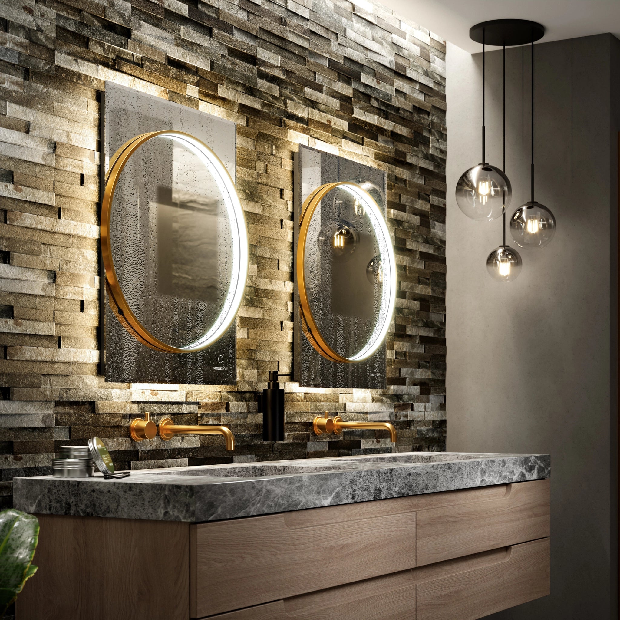 Sky Dual LED Bathroom Mirror #colour_brass