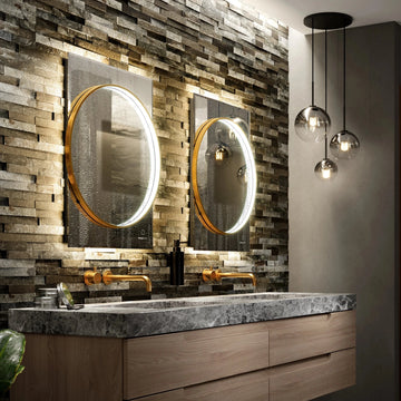 Sky Dual LED Bathroom Mirror #colour_brass