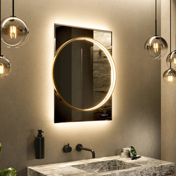 Sky Dual LED Bathroom Mirror #colour_brass