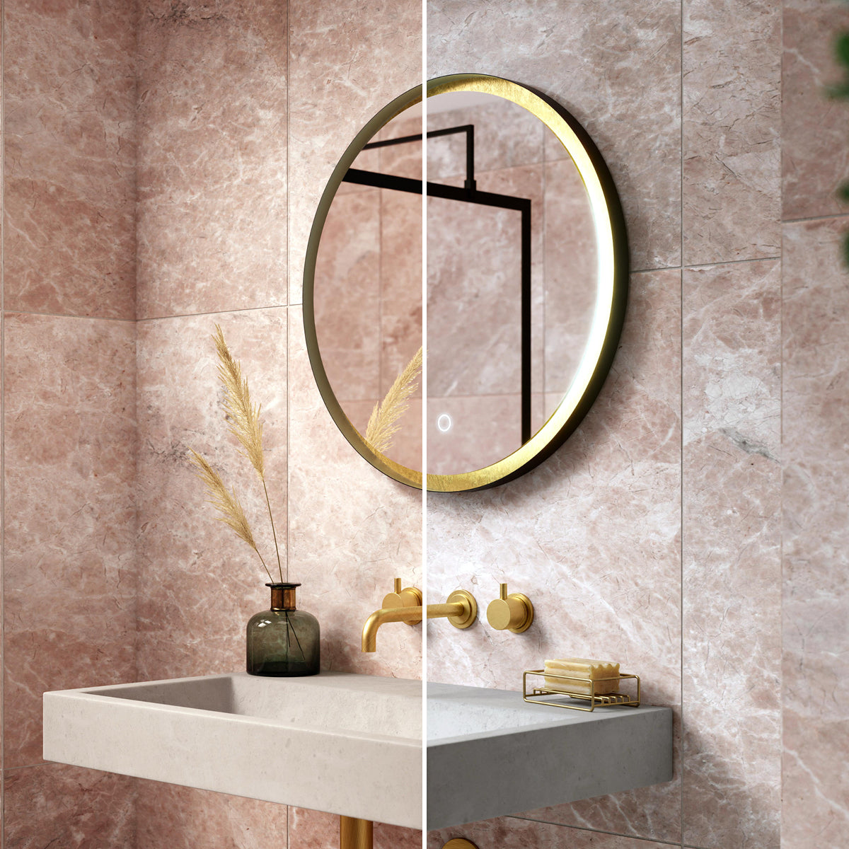 Talia Backlit LED Bathroom Mirror #colour_black-and-gold