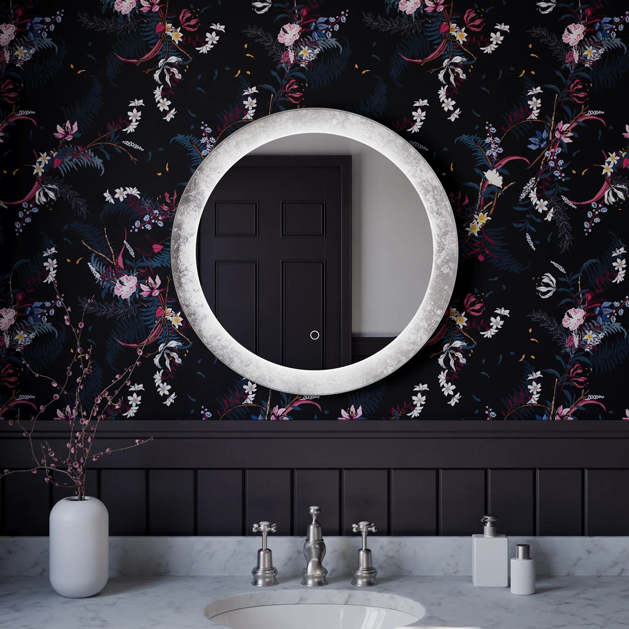 Talia Backlit LED Bathroom Mirror #colour_black-and-silver