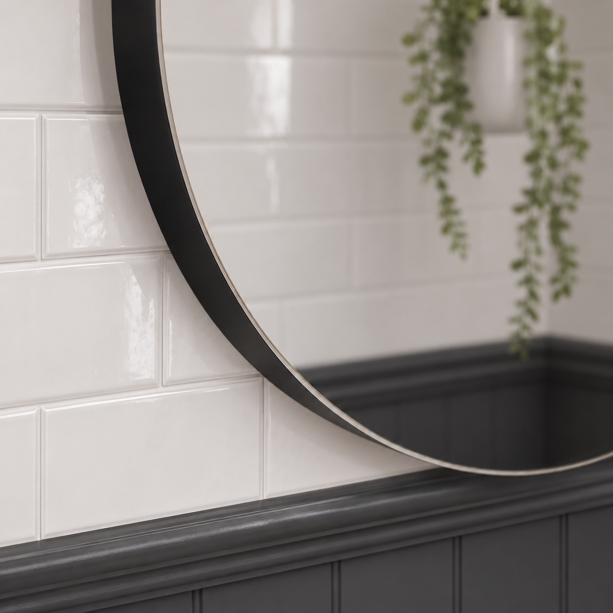 Umbra Round Matt Black Bathroom Mirror Cabinet 600mm