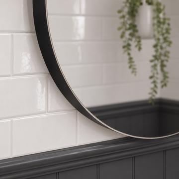 Umbra Round Matt Black Bathroom Mirror Cabinet 600mm