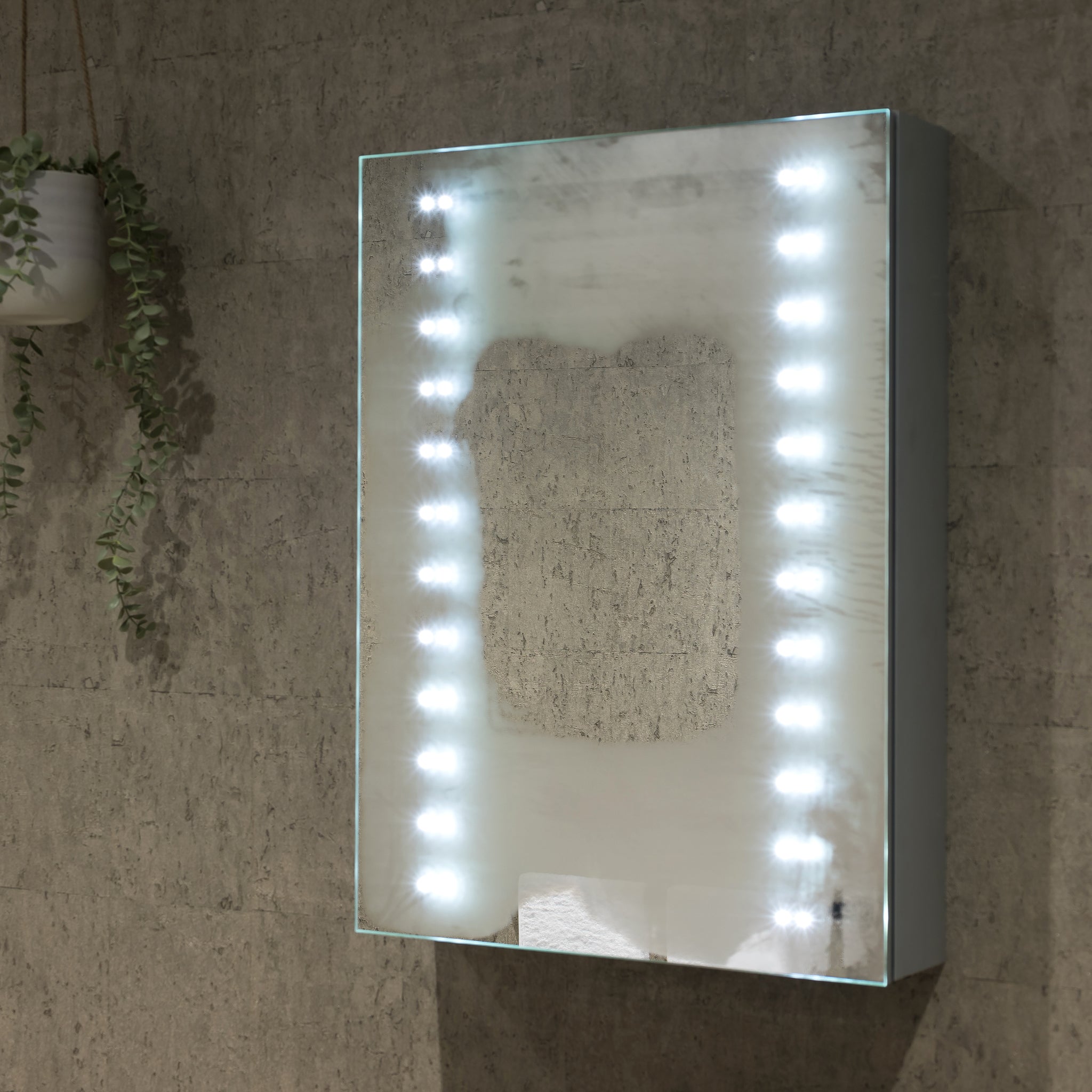 Hollis 500x700mm LED Illuminated Bathroom Mirror Cabinet #door-hinge-side_left-hinged