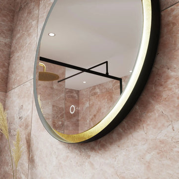 Talia Backlit LED Bathroom Mirror #colour_black-and-gold