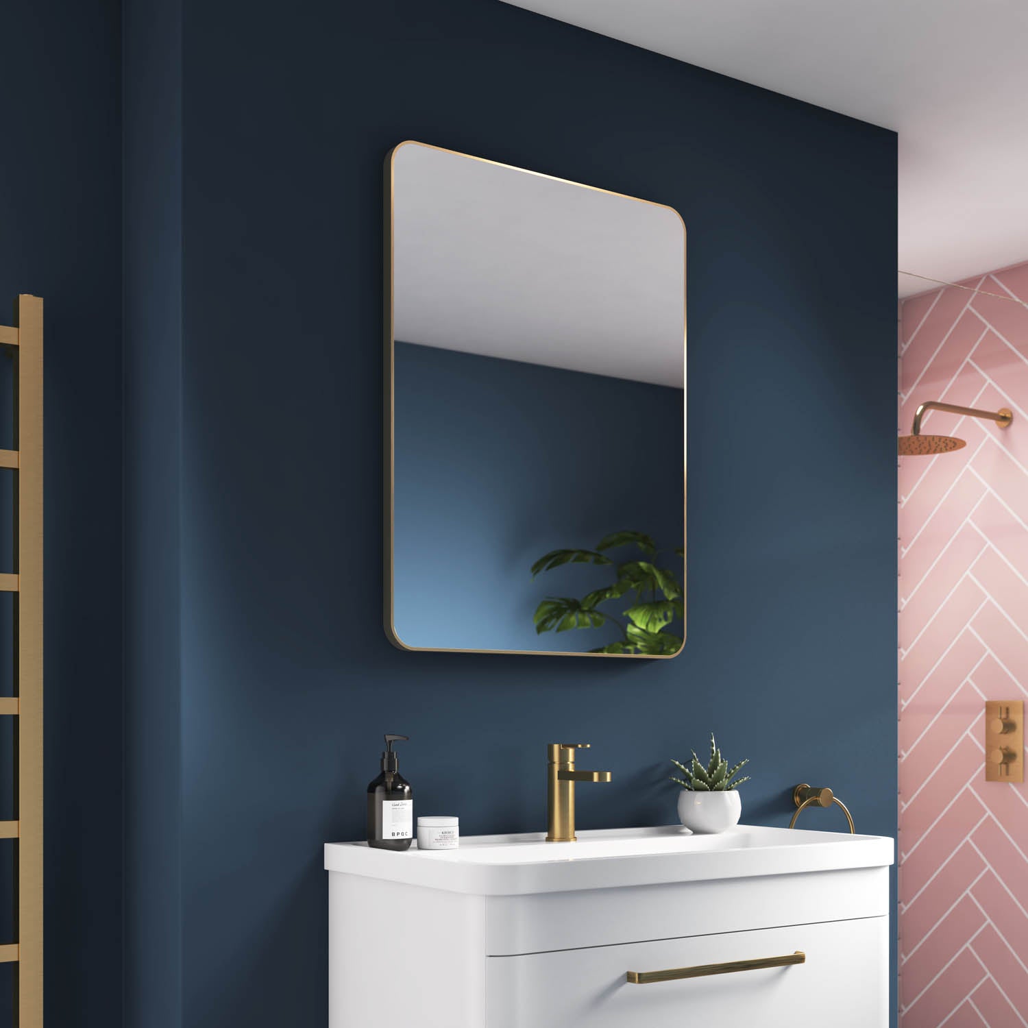 Jett Slim Frame Mirror #colour_brass